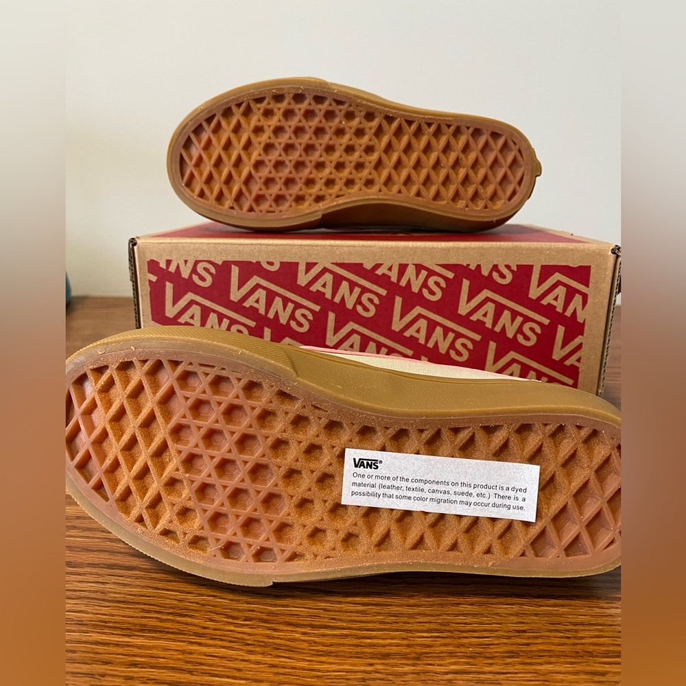 Vans Ashwood Hi Decon Beige High-Top Sneakers with Pink Stripe - Picture 4 of 6